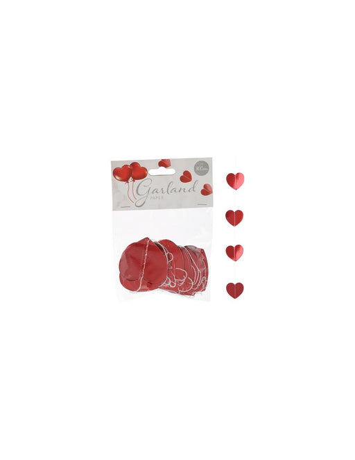 GARLAND PAPER 28 HEARTS 5X5CM, TOTAL LENGTH 300CM, POLY BAG WITH