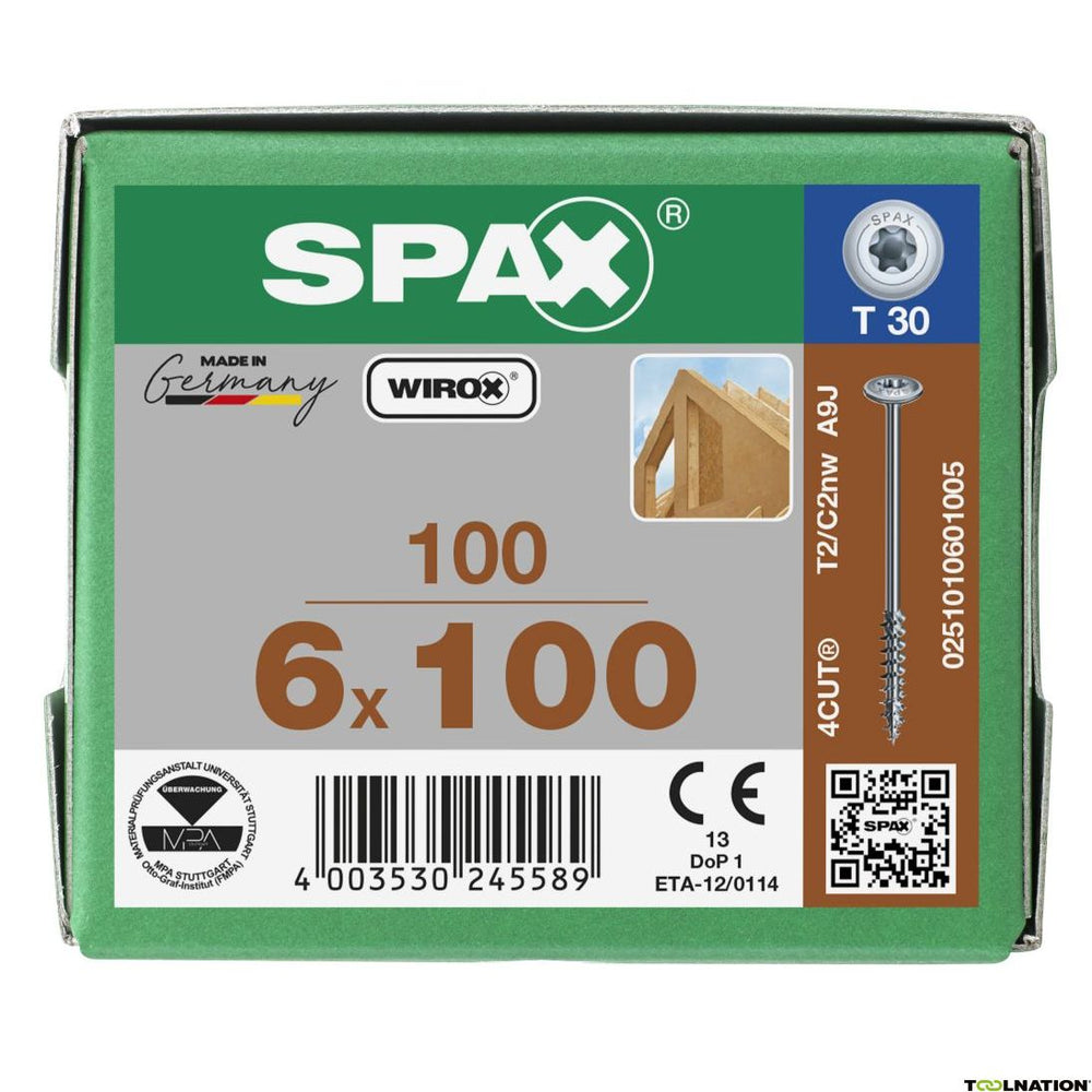 SPAX HI.FORCE WIROX 6X100 BOX 100 STUKS