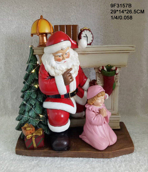 Poly santa fireplace with light Red-B/O-LED-29*14*26.5