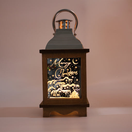Lantern with light Wood -B/O-LED-14.5*14.5*30