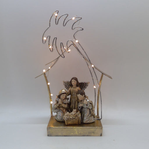 Poly nativity with ornament Gold-B/O-LED-23.5*11*34