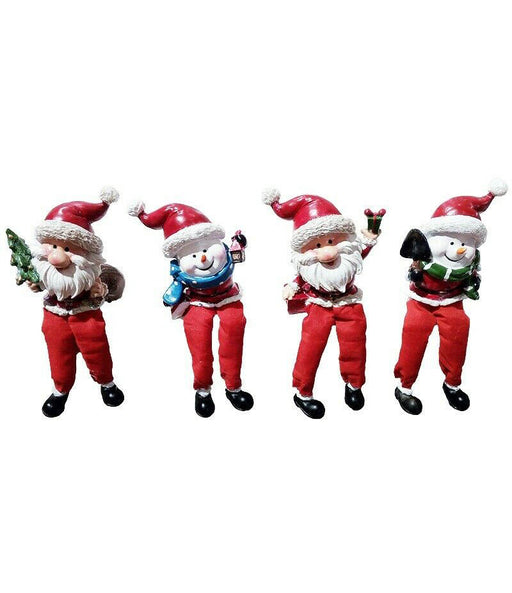 Poly santa/snowman hanging legs Red-No light-5x6,5x10 (per stuk)
