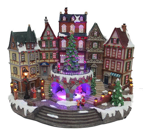 VILLAGE CITYHALL / ANIMATED MULTICOLOR-ADAPTER INCL.-FO-22X26X32