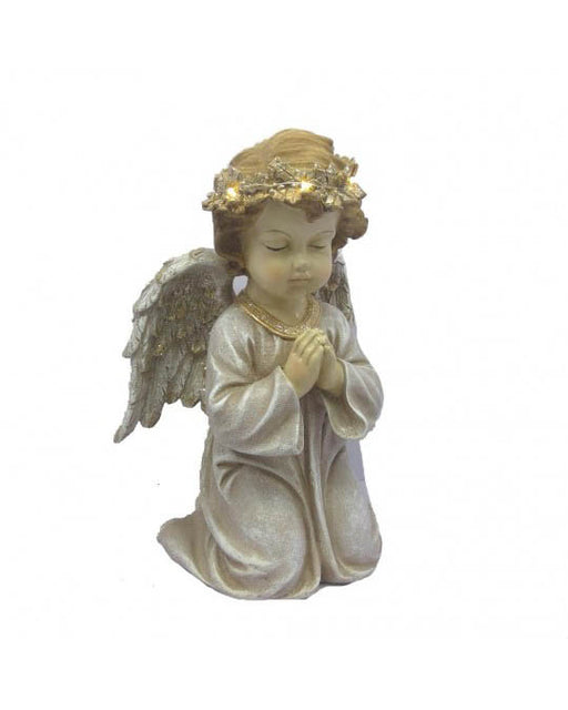 Poly angel with light Champagne/gold-LED-22x22,5x32