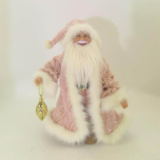 Santa standing fabric luxe Pink-No light-30x20x45