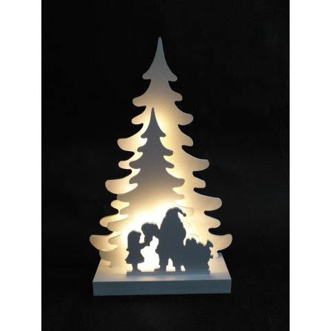 Silhouette 2 trees with santa / indoor White-Warm white LED-29,5x