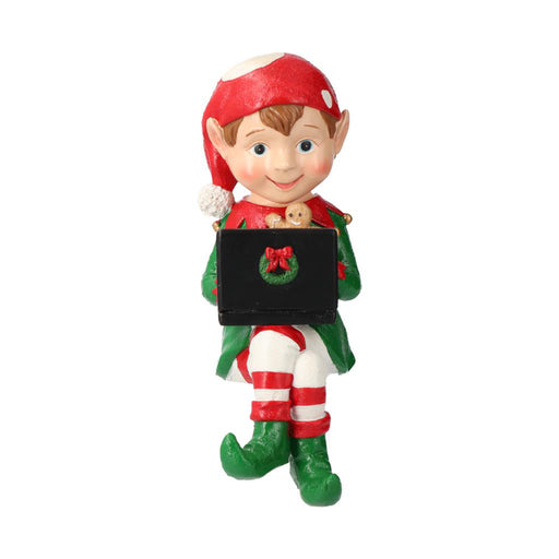 ELF WITH COMPUTER POLY RED/GREEN-12X8X21,5CM