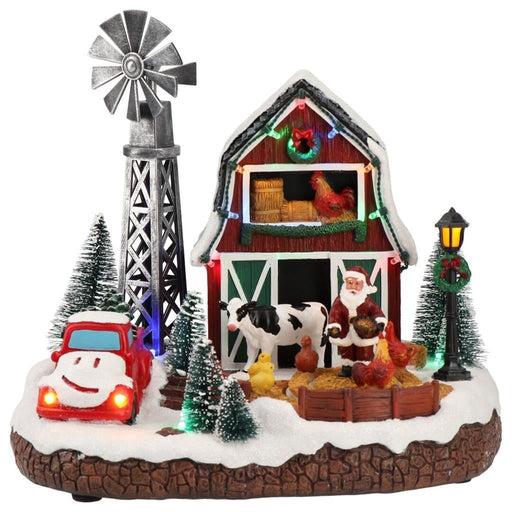 FARM WITH WINDMILL ANIMATED  MULTICOLOR-ADAPTER INCL.-LED-26X21X2