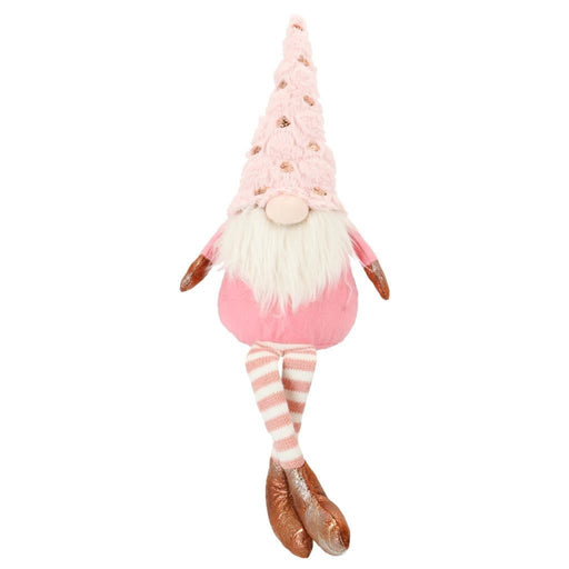 GNOME WITH HANGING LEGS FABRIC 15X9X50CM--PINK