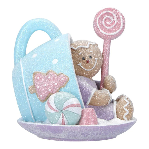 GINGERBREAD IN CUP POLY 15X12X14CM--MULTICOLOR